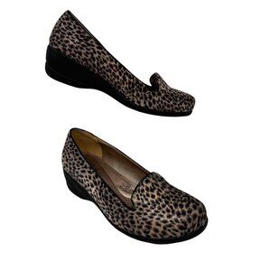 Soft Style Hush Puppies Womens Animal Print Textile Slip on Comfort Size 7